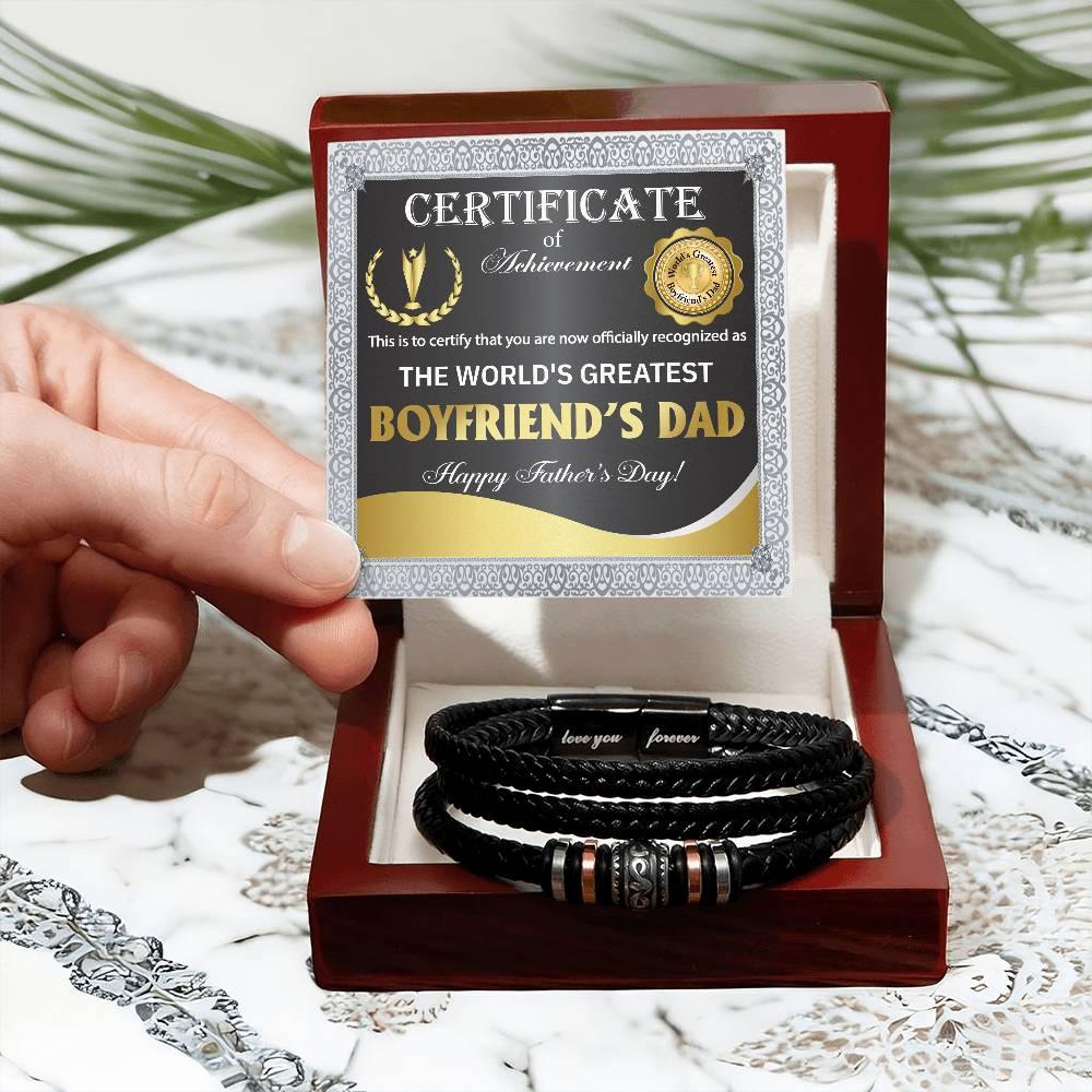 Gift for Boyfriend's Dad - World's Greatest Dad Happy Father's Day - Men's Braided Leather Bracelet - Mallard Moon Gift Shop