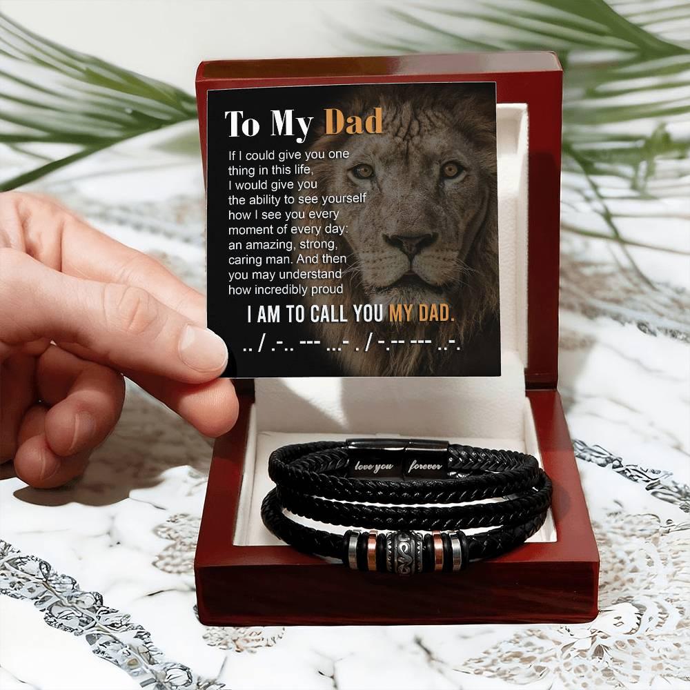 Dad Gift - I am Proud to Call You Dad - Braided Leather Men's Bracelet - Mallard Moon Gift Shop
