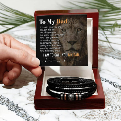 Dad Gift - I am Proud to Call You Dad - Braided Leather Men's Bracelet - Mallard Moon Gift Shop