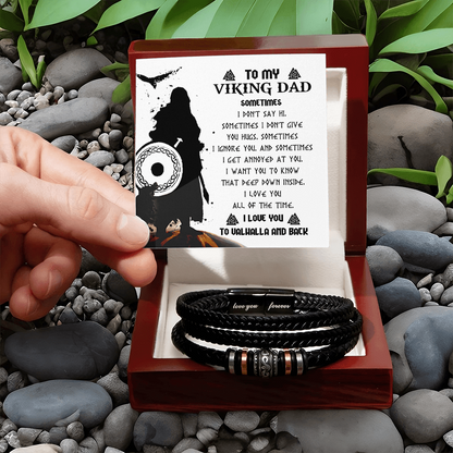 To My Viking Dad Bracelet – Deep Down I Love You All the Time – Norse Father's Day Gift for Strong Dads, Sentimental Keepsake from Son or Daughter - Mallard Moon Gift Shop