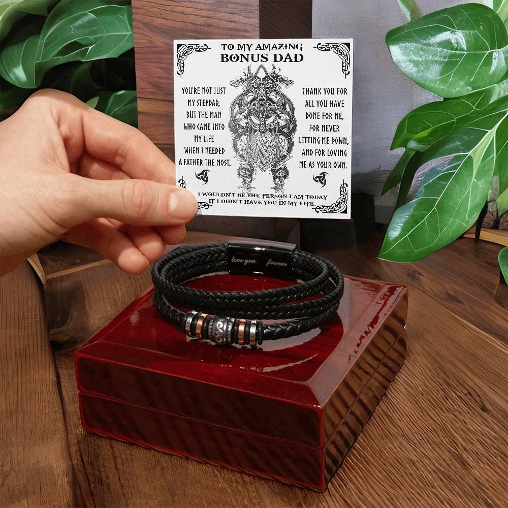 Bonus Dad Gift - When I Needed You Most - Braided Leather Bracelet - Mallard Moon Gift Shop