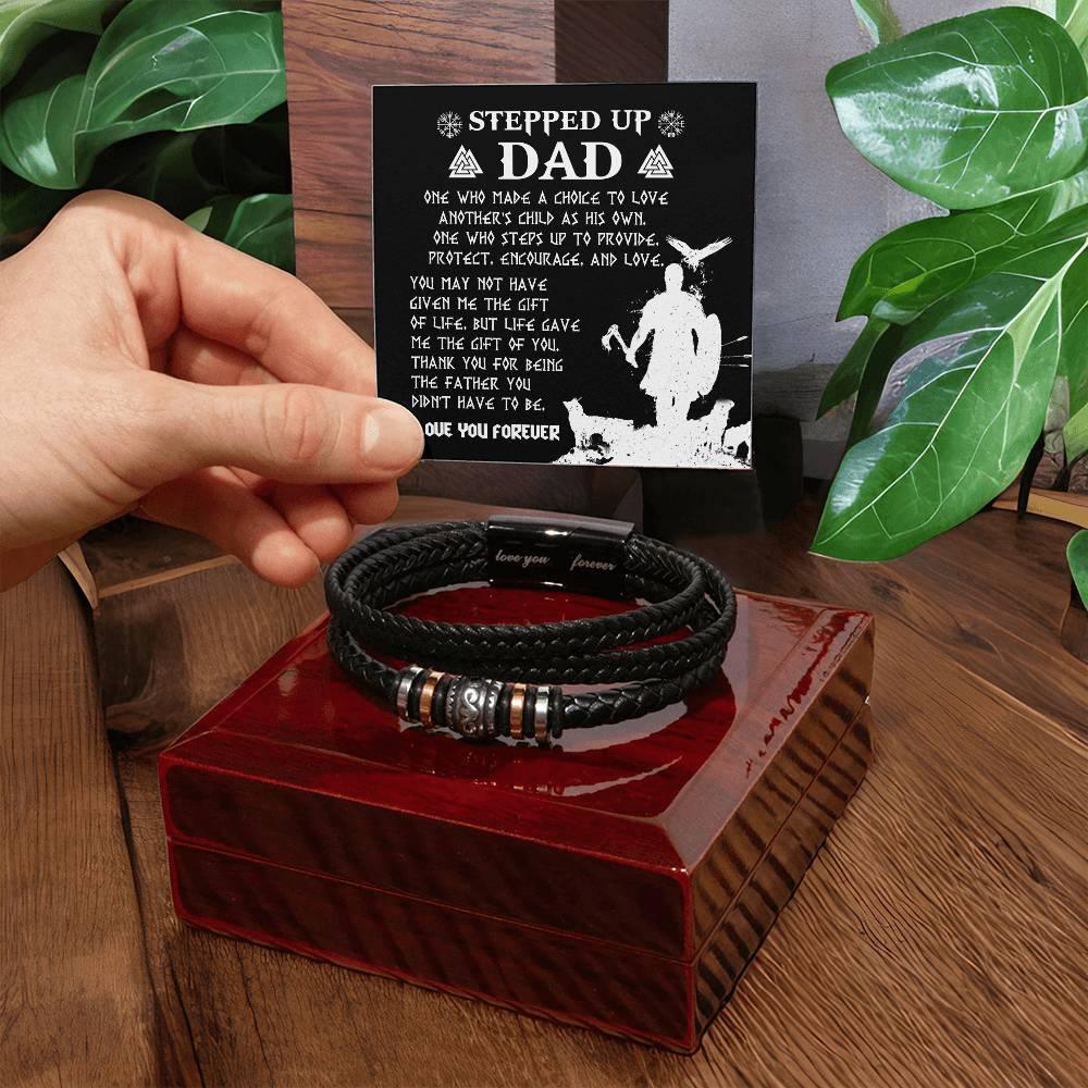 Gift For Stepdad The Father You didn't have to be Men's Leather Bracelet - Mallard Moon Gift Shop