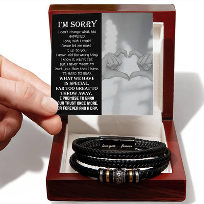 Apology Gift For Him - Sorry, I Wish I Could - Love You Forever Men's Bracelet - Mallard Moon Gift Shop