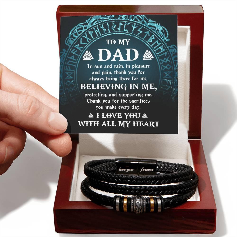 Dad - Pleasure And Pain Leather Braided Men's Bracelet - Mallard Moon Gift Shop