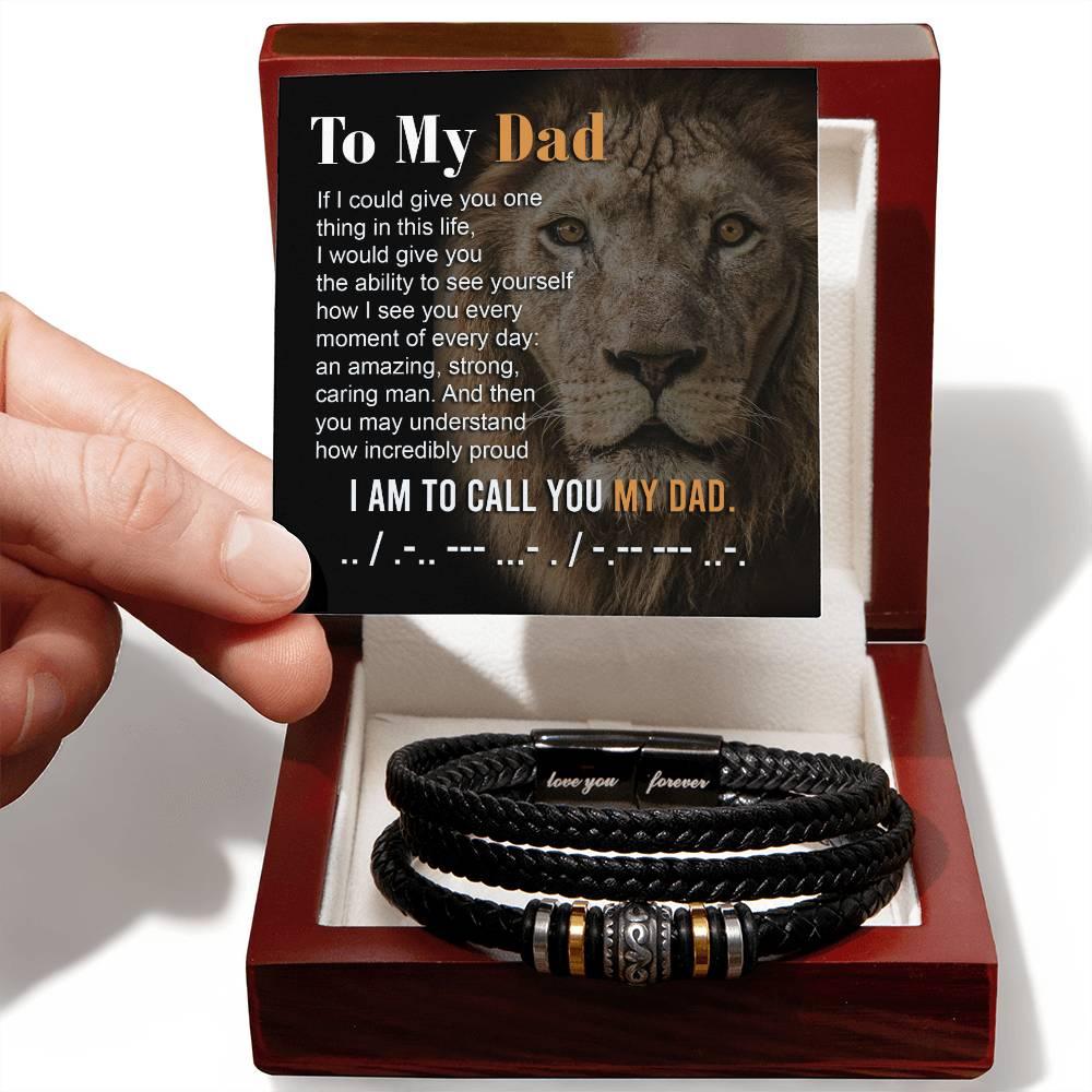 Dad Gift - I am Proud to Call You Dad - Braided Leather Men's Bracelet - Mallard Moon Gift Shop