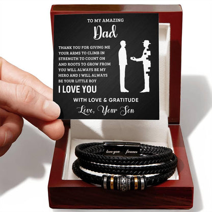 Dad Roots To Grow Leather Braided Men's Bracelet - Mallard Moon Gift Shop