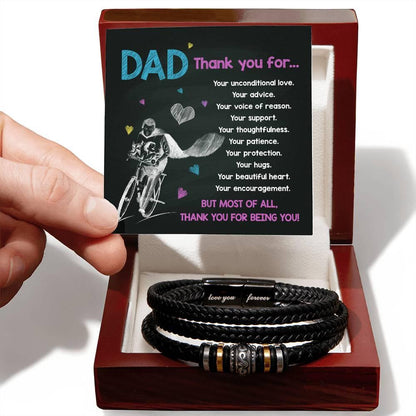 Dad Gift-Thank You For Being You -Braided Leather Men's Bracelet - Mallard Moon Gift Shop