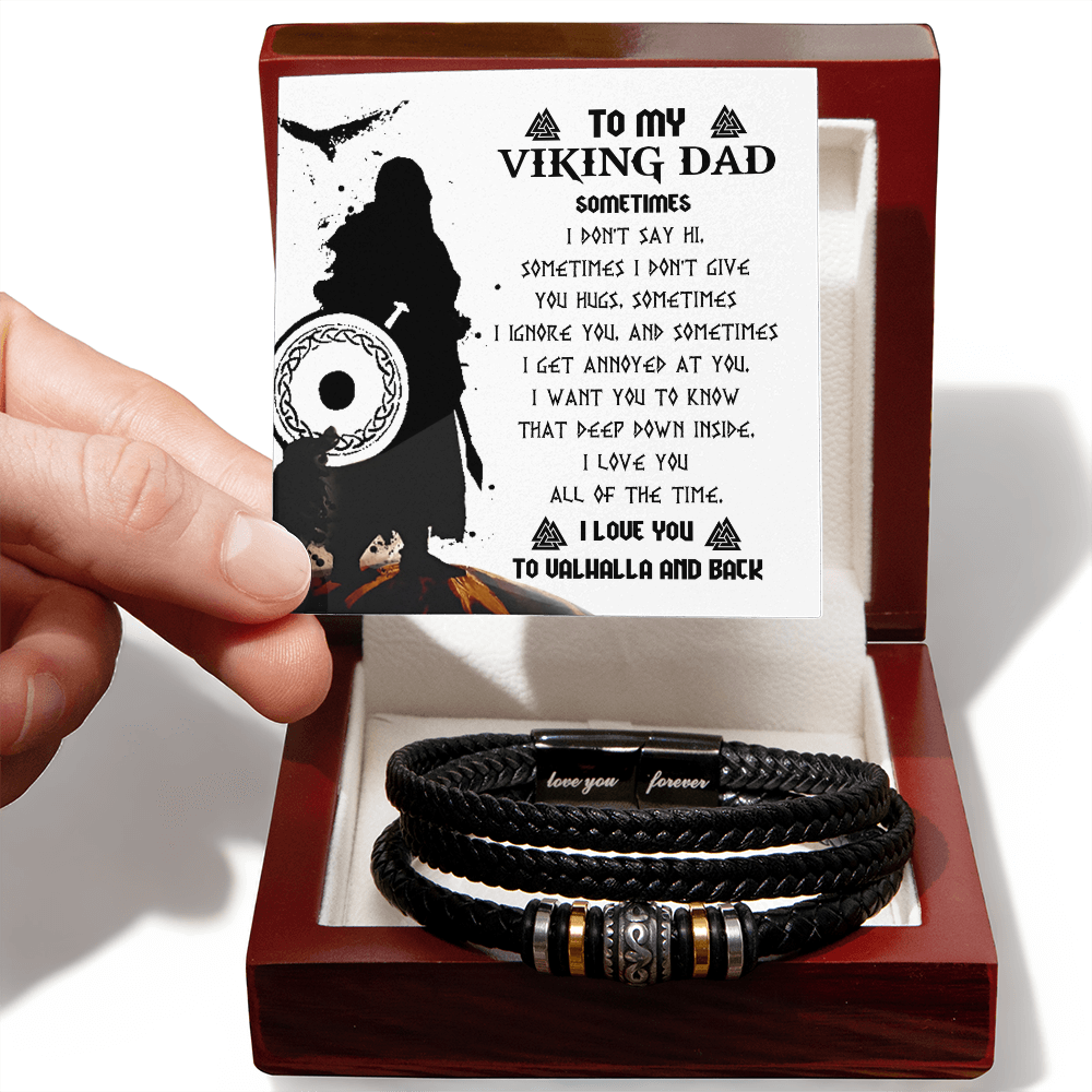 To My Viking Dad Bracelet – Deep Down I Love You All the Time – Norse Father's Day Gift for Strong Dads, Sentimental Keepsake from Son or Daughter - Mallard Moon Gift Shop