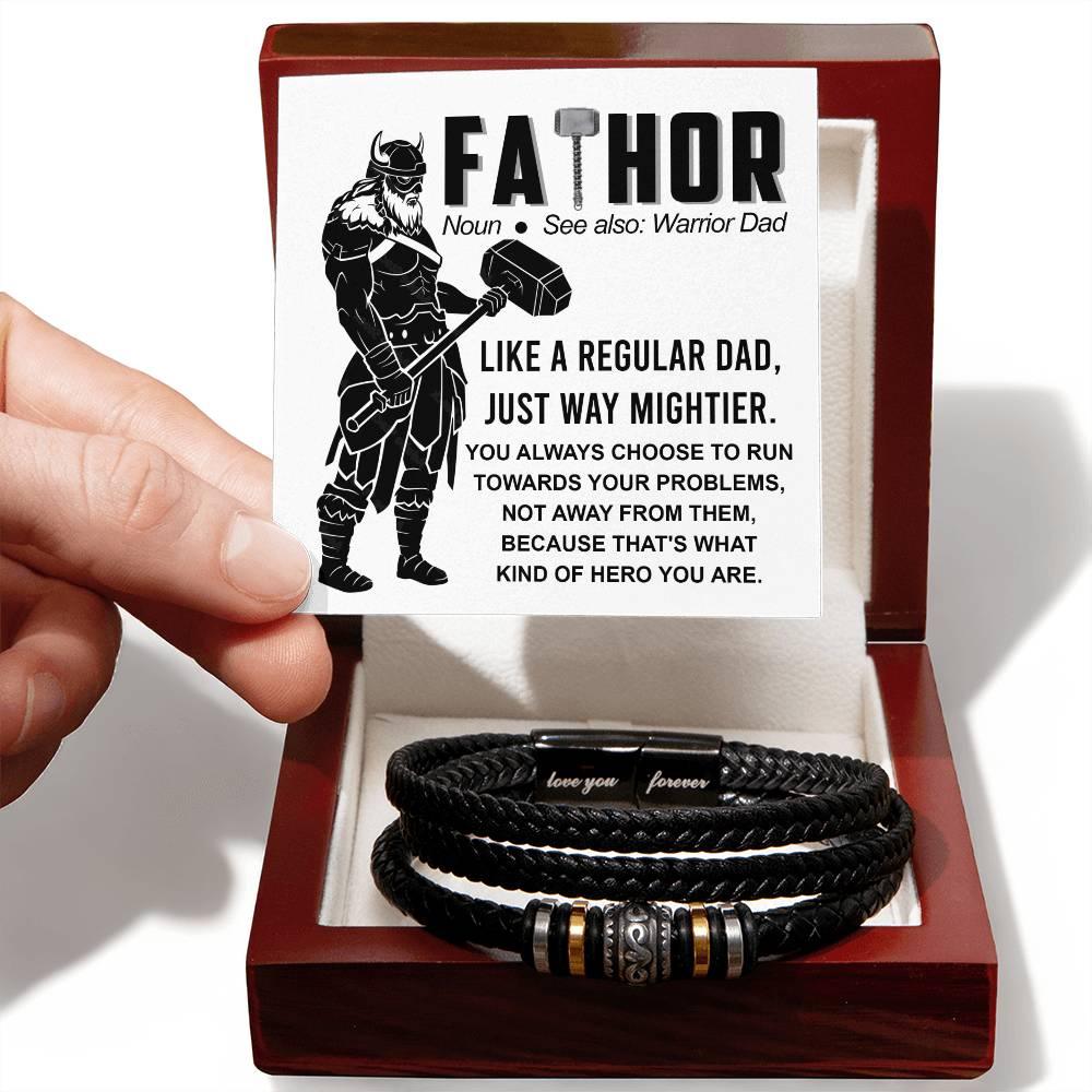 Dad - My Warrior Leather Braided Men's Bracelet - Mallard Moon Gift Shop