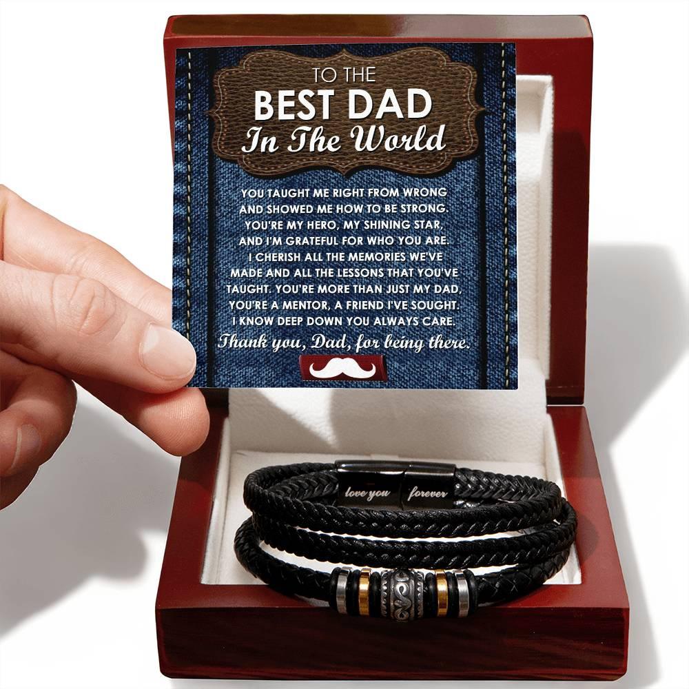 Dad Gift - You Taught Me Right from Wrong - Braided Leather Men's Bracelet - Mallard Moon Gift Shop
