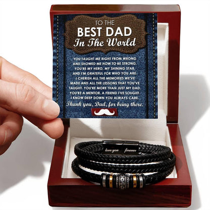 Dad Gift - You Taught Me Right from Wrong - Braided Leather Men's Bracelet - Mallard Moon Gift Shop