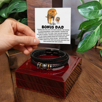 Bonus Dad Father's Day Gift - Men's Love You Forever Bracelet with Grateful Heart Message Card - Braided Vegan Leather Bracelet - Meaningful Stepdad Appreciation Gift - Mallard Moon Gift Shop
