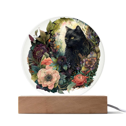 Eerie Feline Shadow: Spooky Acrylic Decor - Mallard Moon Gift Shop