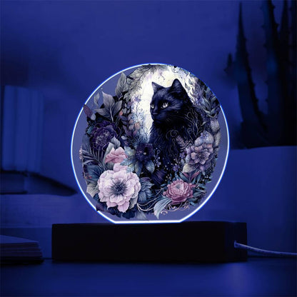 Eerie Feline Shadow: Spooky Acrylic Decor - Mallard Moon Gift Shop