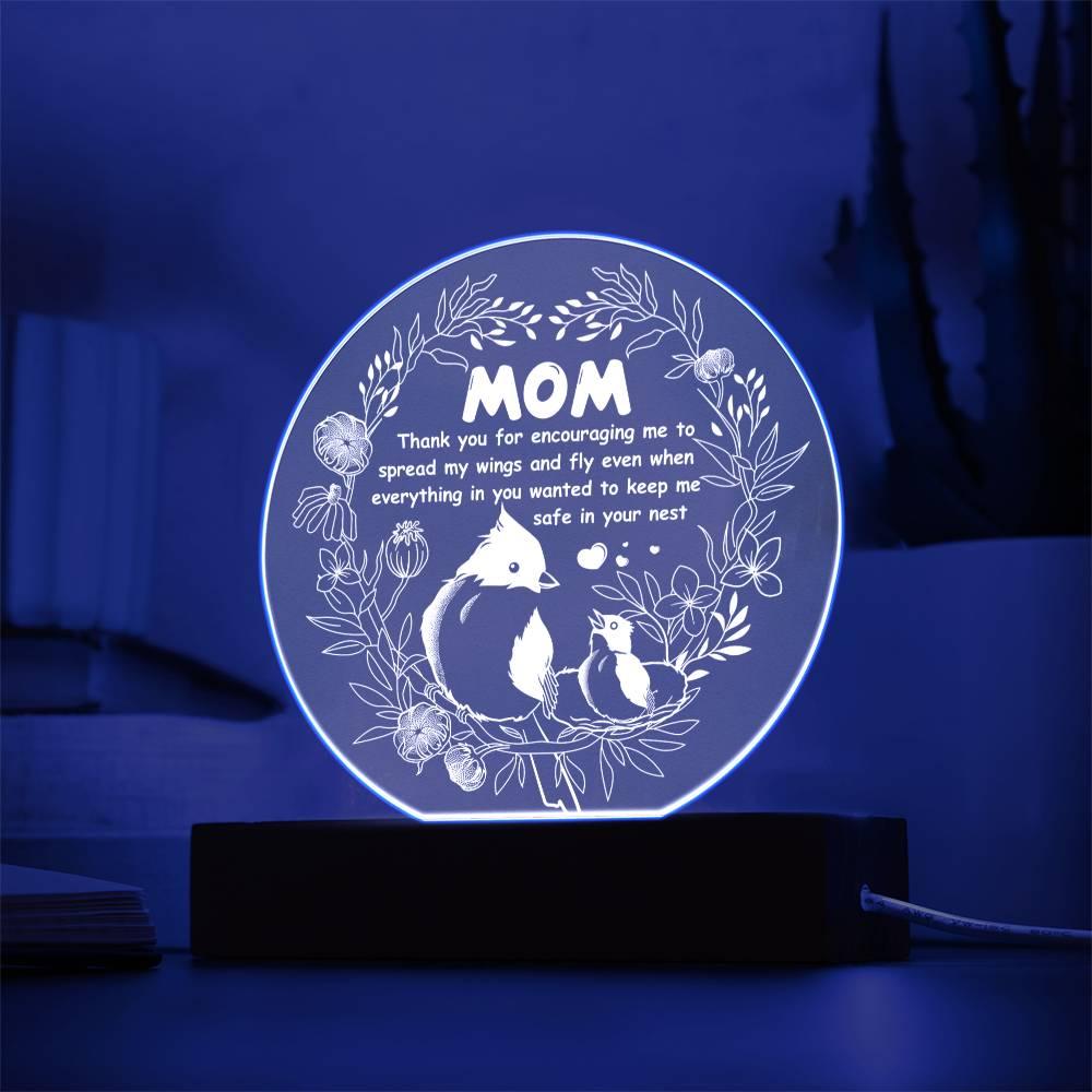 Gift for Mom Acrylic Plaque with Heartfelt Message Thank You for Encouraging Me to Spread My Wings and Fly - Mallard Moon Gift Shop