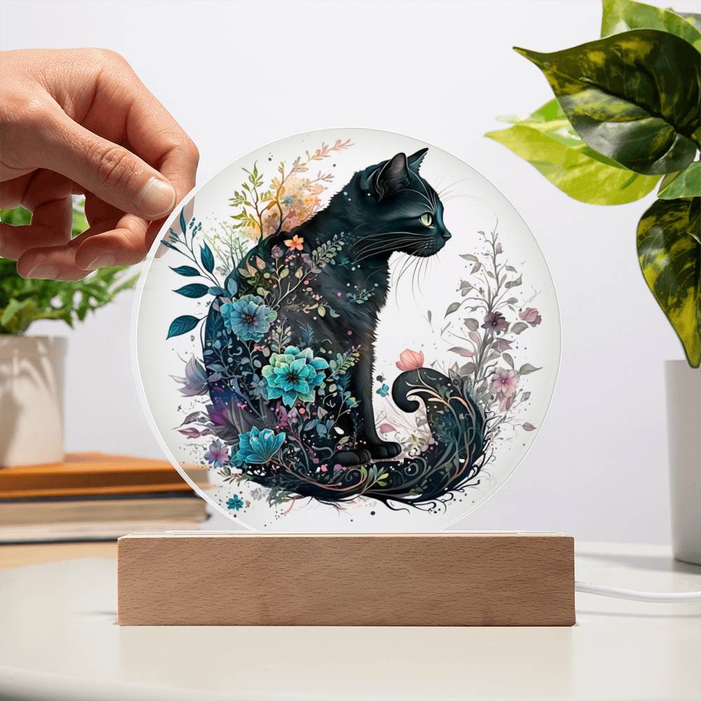 Hallow's Eve Feline: Enchanting Acrylic Plaque - Mallard Moon Gift Shop