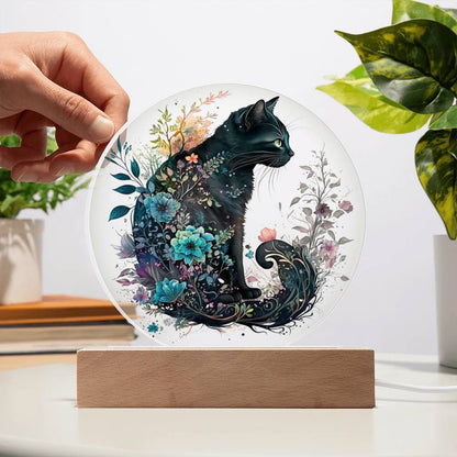 Hallow's Eve Feline: Enchanting Acrylic Plaque - Mallard Moon Gift Shop