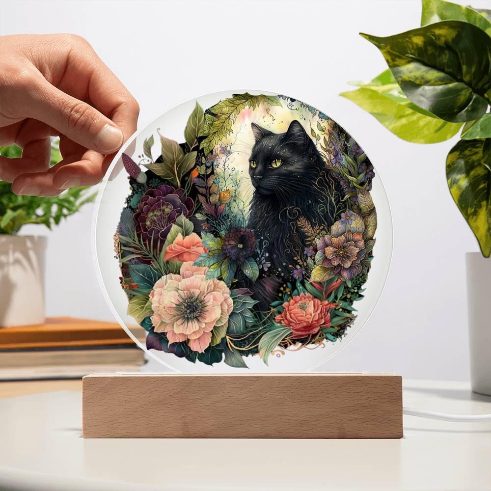 Eerie Feline Shadow: Spooky Acrylic Decor - Mallard Moon Gift Shop