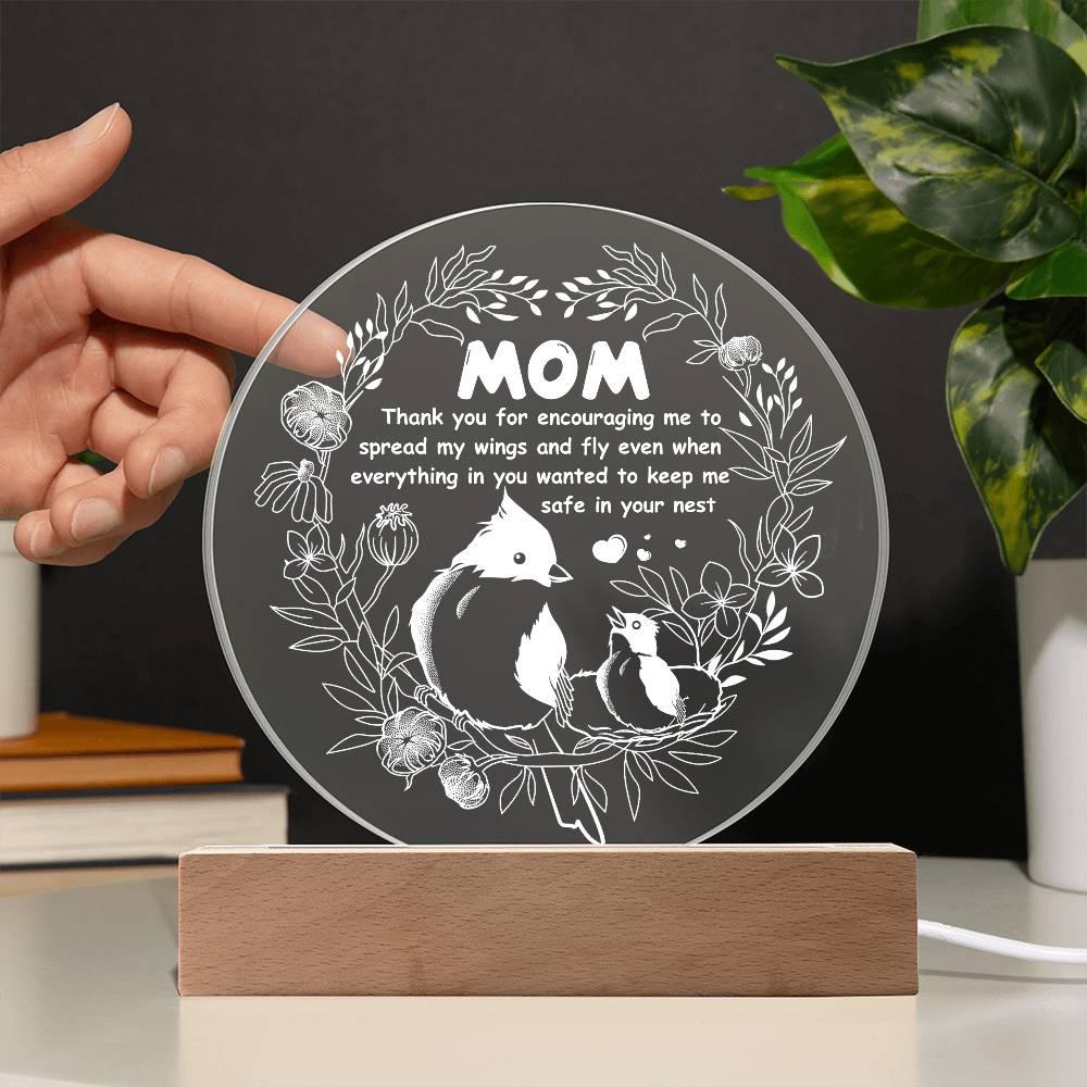 Gift for Mom Acrylic Plaque with Heartfelt Message Thank You for Encouraging Me to Spread My Wings and Fly - Mallard Moon Gift Shop