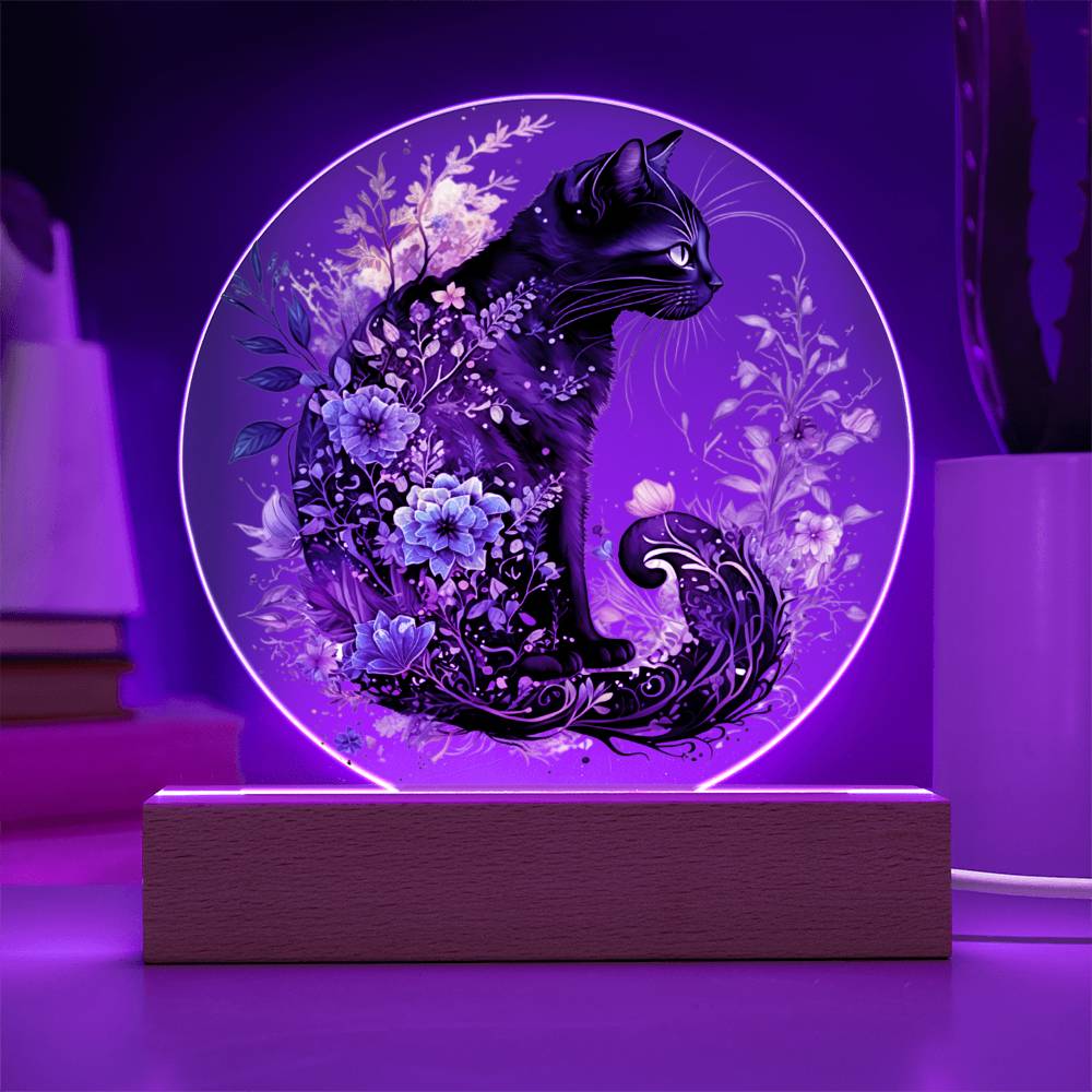 Hallow's Eve Feline: Enchanting Acrylic Plaque - Mallard Moon Gift Shop