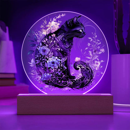 Hallow's Eve Feline: Enchanting Acrylic Plaque - Mallard Moon Gift Shop