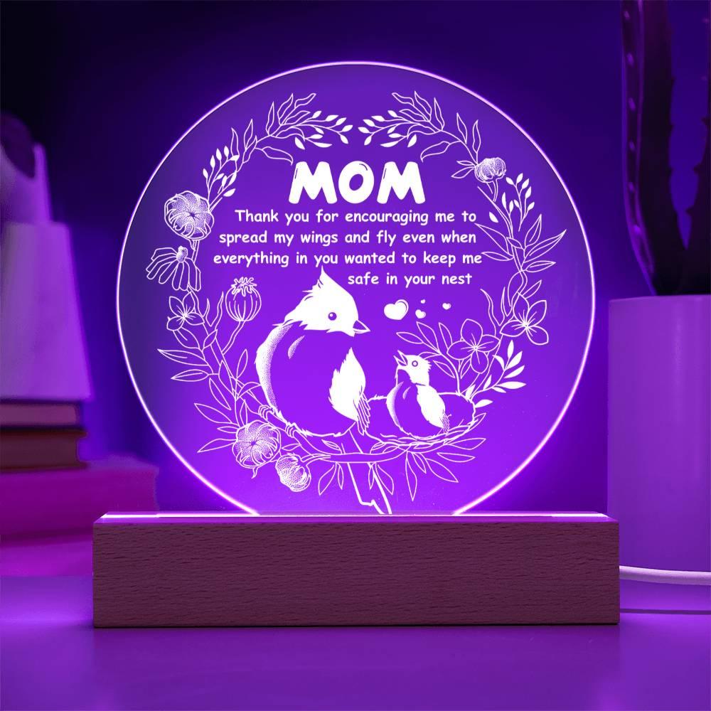 Gift for Mom Acrylic Plaque with Heartfelt Message Thank You for Encouraging Me to Spread My Wings and Fly - Mallard Moon Gift Shop