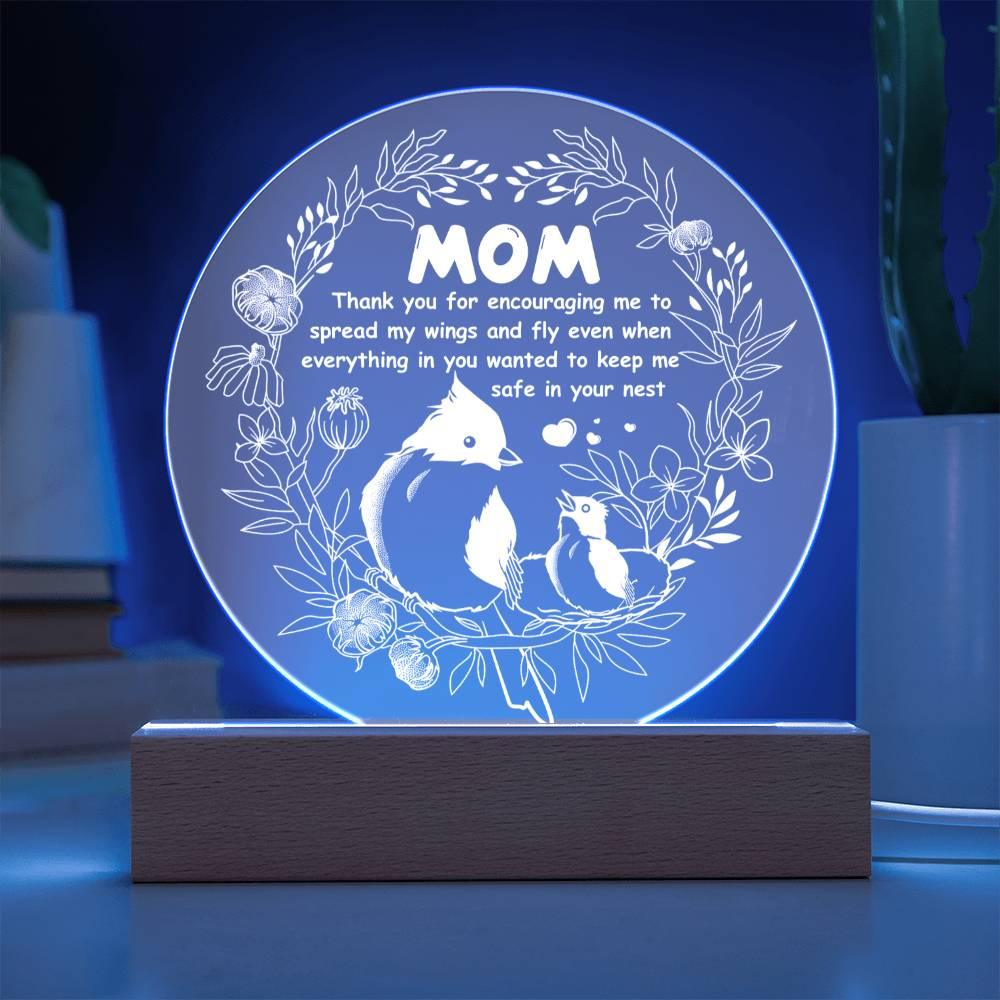 Gift for Mom Acrylic Plaque with Heartfelt Message Thank You for Encouraging Me to Spread My Wings and Fly - Mallard Moon Gift Shop