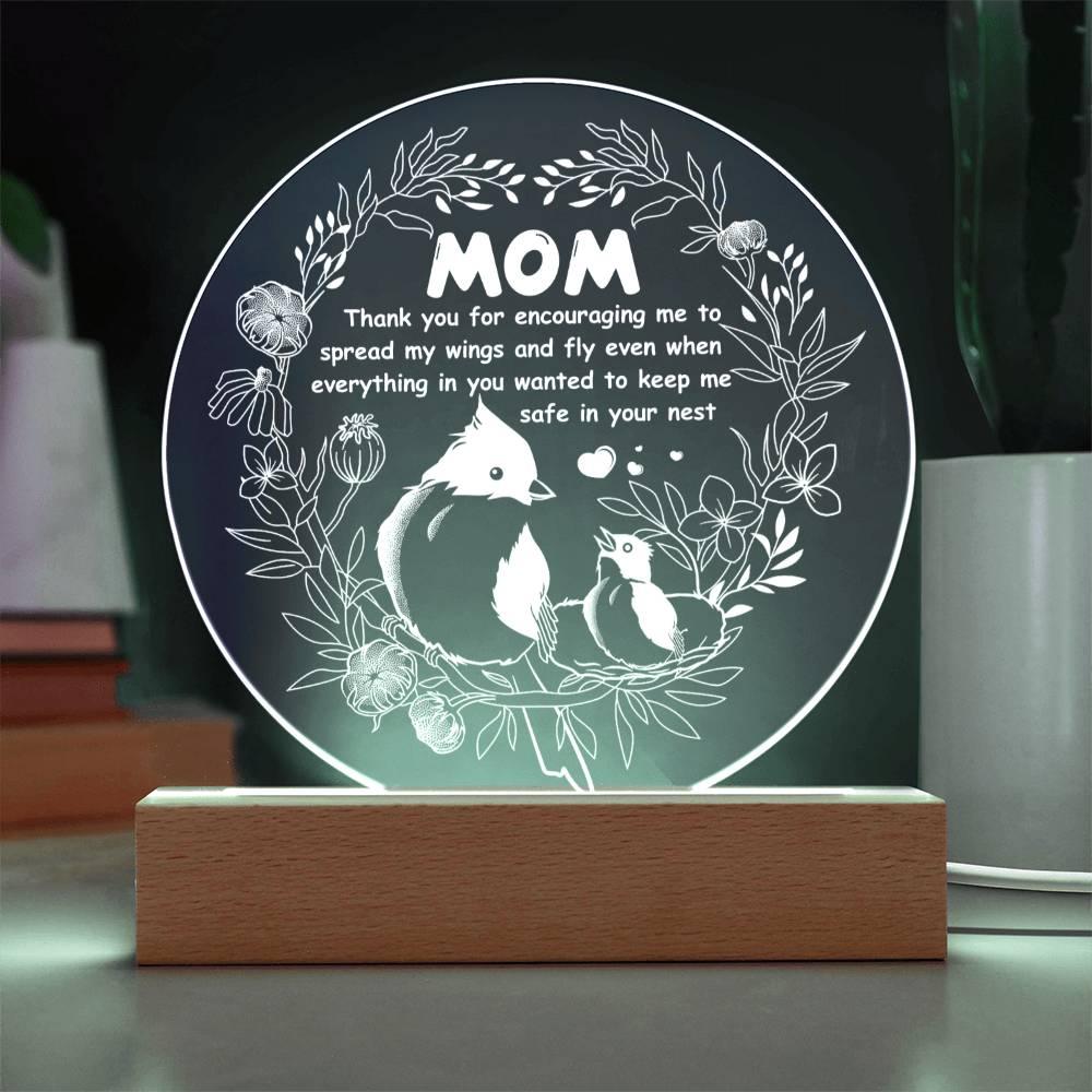 Gift for Mom Acrylic Plaque with Heartfelt Message Thank You for Encouraging Me to Spread My Wings and Fly - Mallard Moon Gift Shop