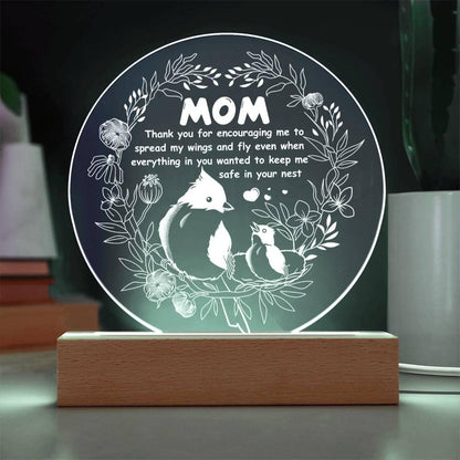 Gift for Mom Acrylic Plaque with Heartfelt Message Thank You for Encouraging Me to Spread My Wings and Fly - Mallard Moon Gift Shop
