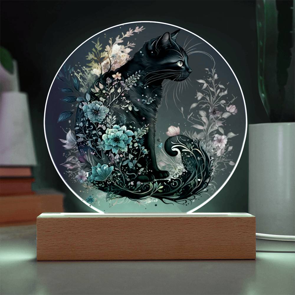 Hallow's Eve Feline: Enchanting Acrylic Plaque - Mallard Moon Gift Shop