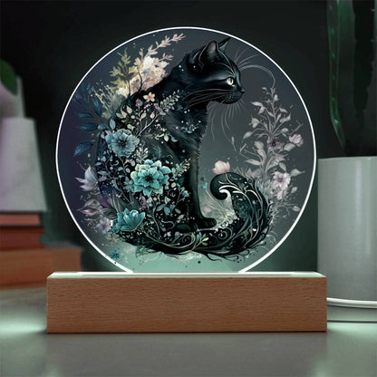 Hallow's Eve Feline: Enchanting Acrylic Plaque - Mallard Moon Gift Shop