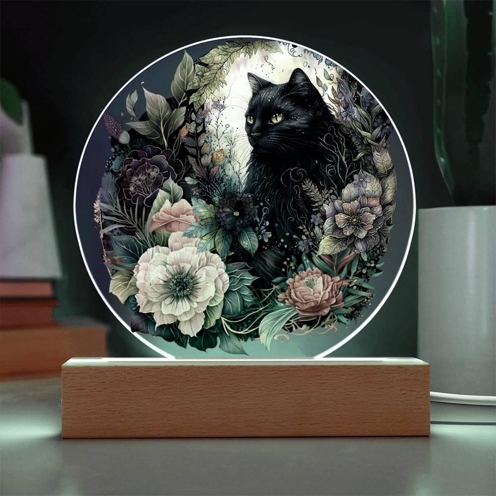 Eerie Feline Shadow: Spooky Acrylic Decor - Mallard Moon Gift Shop