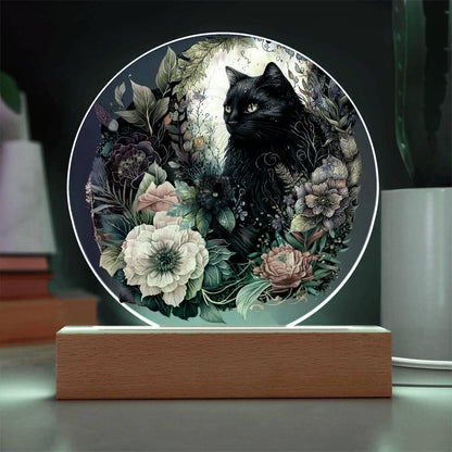 Eerie Feline Shadow: Spooky Acrylic Decor - Mallard Moon Gift Shop