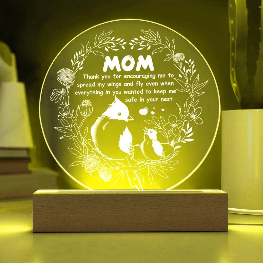 Gift for Mom Acrylic Plaque with Heartfelt Message Thank You for Encouraging Me to Spread My Wings and Fly - Mallard Moon Gift Shop