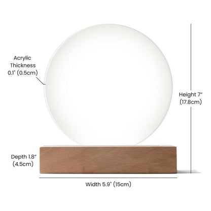 Black Cat Magic Spooky Halloween Printed Circle Acrylic Plaque with LED Lighted Wooden Base - Mallard Moon Gift Shop