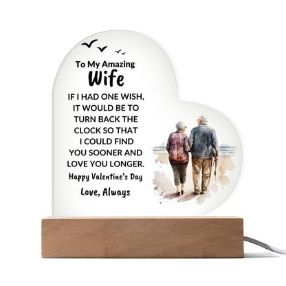 Gift for Wife Love You Longer Anniversary Birthday Valentine's Day Acrylic Heart Plaque - Mallard Moon Gift Shop