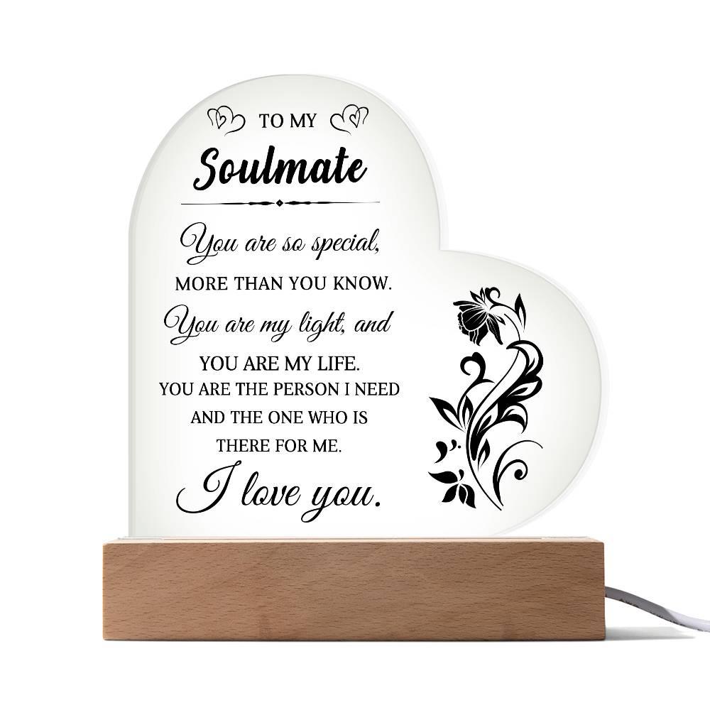 Heartfelt Gift for Soulmate - You are My Light - Heart Shaped Acrylic Plaque - Mallard Moon Gift Shop