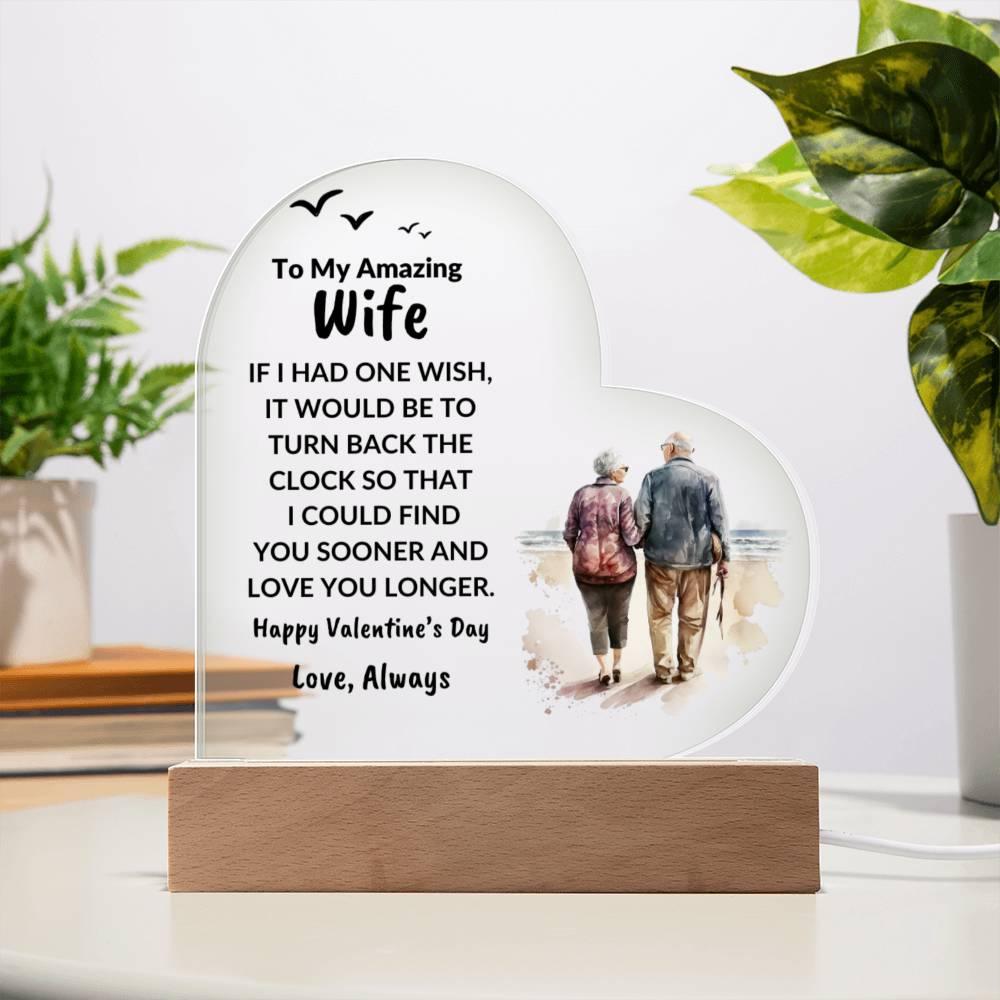 Gift for Wife Love You Longer Anniversary Birthday Valentine's Day Acrylic Heart Plaque - Mallard Moon Gift Shop