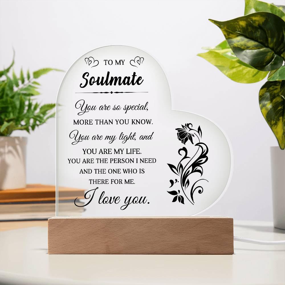 Heartfelt Gift for Soulmate - You are My Light - Heart Shaped Acrylic Plaque - Mallard Moon Gift Shop
