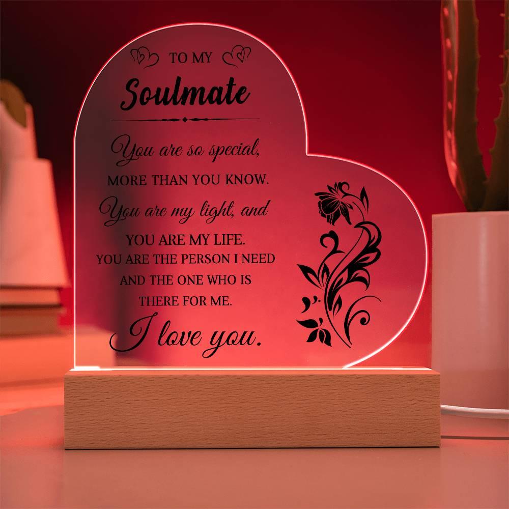 Heartfelt Gift for Soulmate - You are My Light - Heart Shaped Acrylic Plaque - Mallard Moon Gift Shop