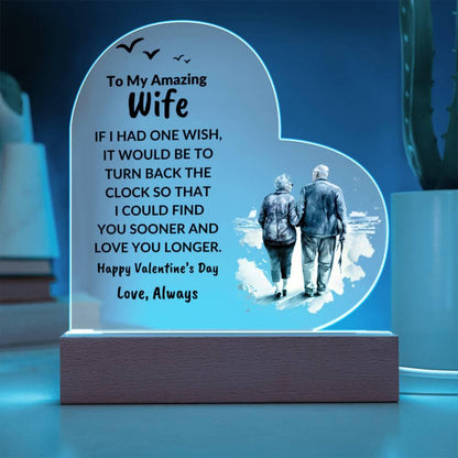 Gift for Wife Love You Longer Anniversary Birthday Valentine's Day Acrylic Heart Plaque - Mallard Moon Gift Shop