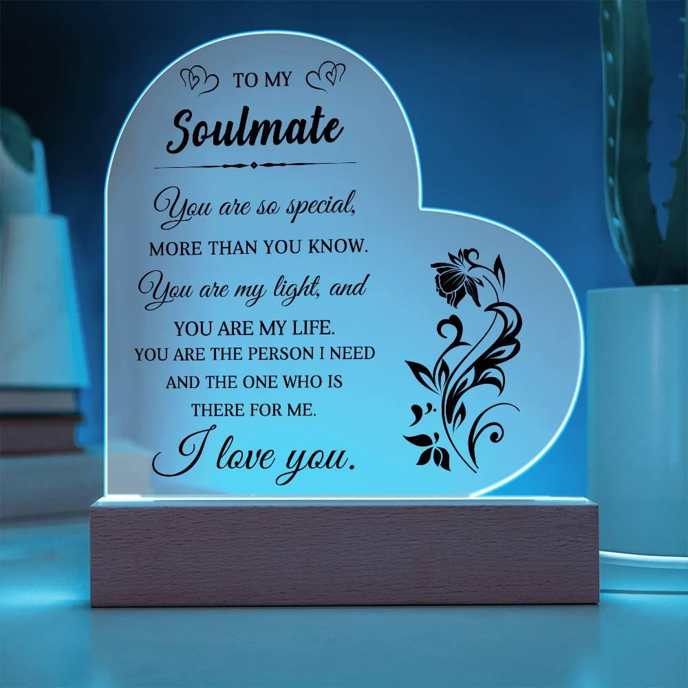 Heartfelt Gift for Soulmate - You are My Light - Heart Shaped Acrylic Plaque - Mallard Moon Gift Shop