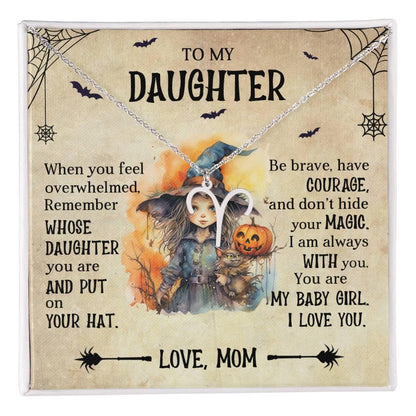 Daughter Halloween Inspired Zodiac Necklace - Put Your Hat On and Don't Hide Your Magic - Mallard Moon Gift Shop