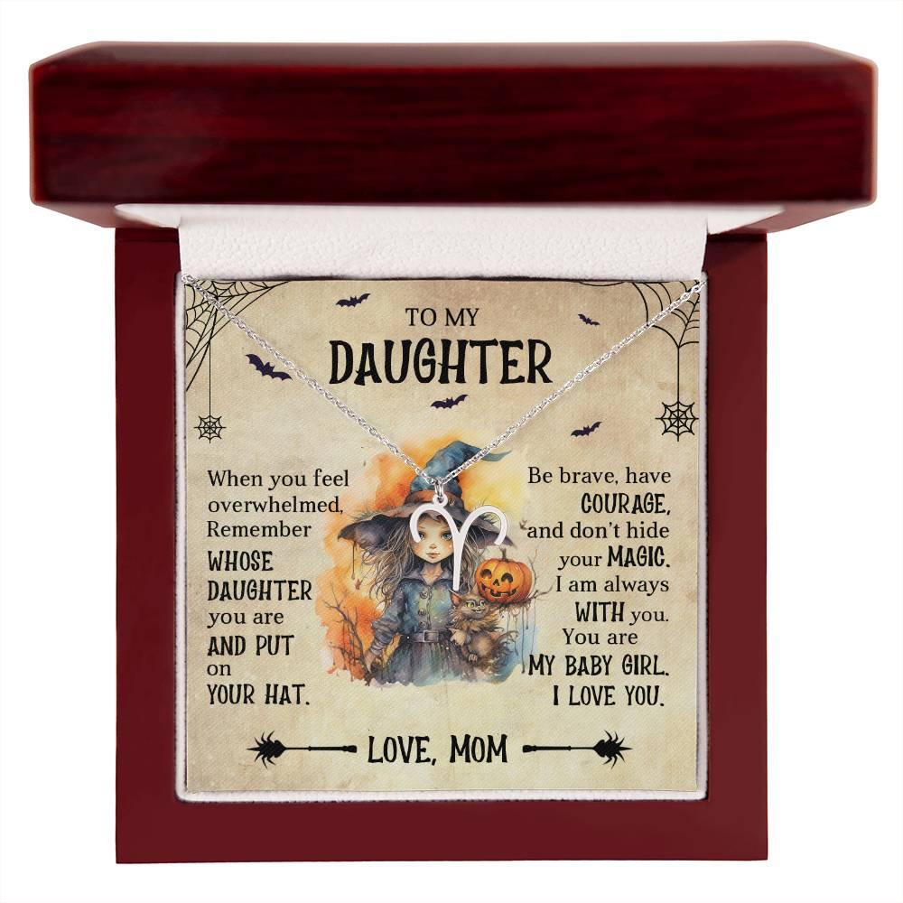 Daughter Halloween Inspired Zodiac Necklace - Put Your Hat On and Don't Hide Your Magic - Mallard Moon Gift Shop