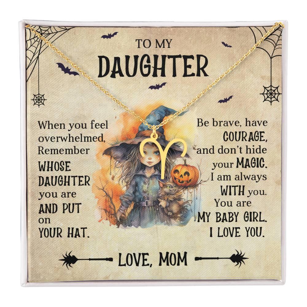 Daughter Halloween Inspired Zodiac Necklace - Put Your Hat On and Don't Hide Your Magic - Mallard Moon Gift Shop