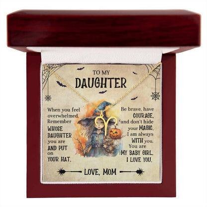 Daughter Halloween Inspired Zodiac Necklace - Put Your Hat On and Don't Hide Your Magic - Mallard Moon Gift Shop
