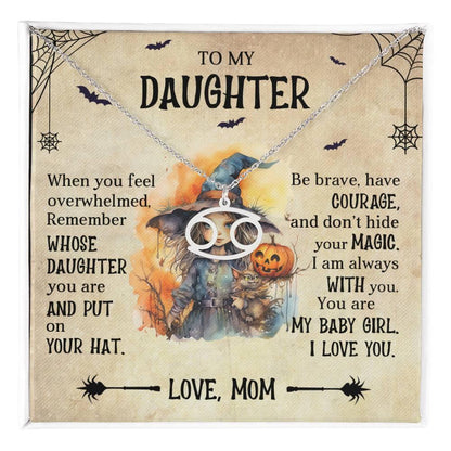 Daughter Halloween Inspired Zodiac Necklace - Put Your Hat On and Don't Hide Your Magic - Mallard Moon Gift Shop