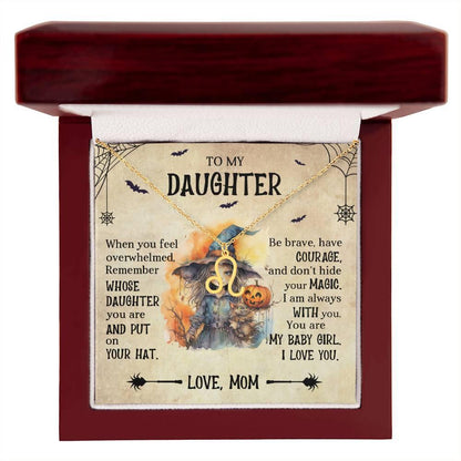 Daughter Halloween Inspired Zodiac Necklace - Put Your Hat On and Don't Hide Your Magic - Mallard Moon Gift Shop