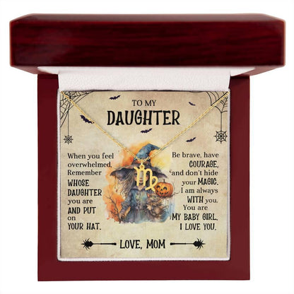 Daughter Halloween Inspired Zodiac Necklace - Put Your Hat On and Don't Hide Your Magic - Mallard Moon Gift Shop