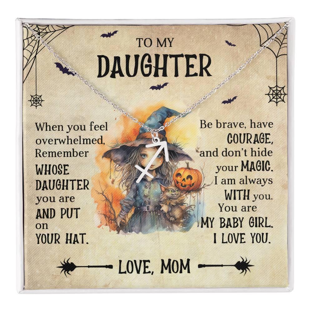 Daughter Halloween Inspired Zodiac Necklace - Put Your Hat On and Don't Hide Your Magic - Mallard Moon Gift Shop